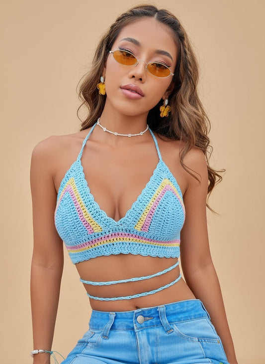 Cropped Crochê Arco-Íris